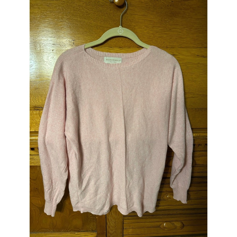 Bianco & Blu Italy Pink Wool Cashmere Silk Blend Crewneck Sweater Medium Preppy